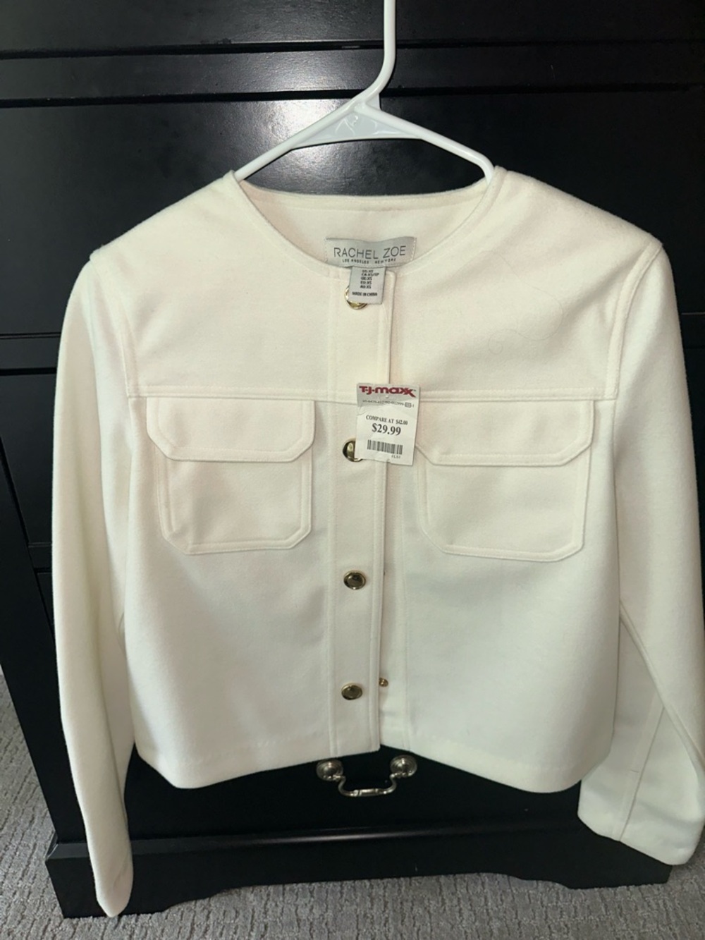 Rachel Zoe Ivory Cropped Button-Front Jacket